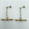 Vintage 9ct Gold T-Bar Drop Belcher Chain Earrings 375 (Birm 1989)