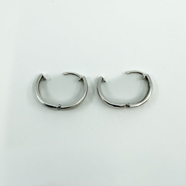 9ct White Gold Small Diamond Cut Huggie Hoop Earrings 375