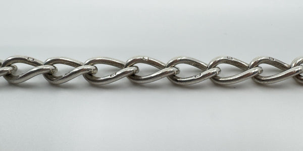 Antique Chunky Oval Links Bracelet with Dog Clip & T-Bar 925 31g