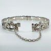 Vintage Sterling Silver Floral Engraved Oval Bangle / Bracelet 925