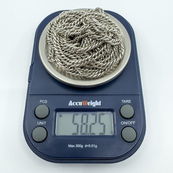 Vintage Sterling Silver 72” Guard / Muff Chain Dog Clip & Charm 925 58g