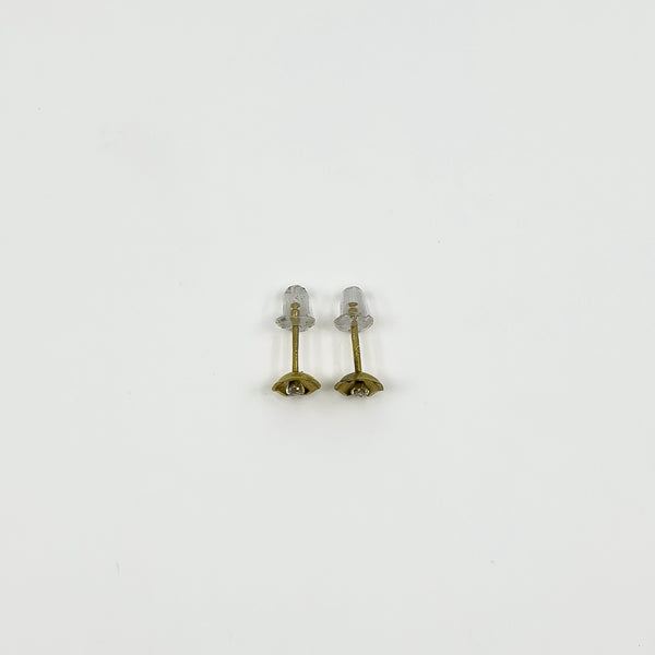 Vintage 9ct Gold Tiny Diamond Solitaire Stud Earrings 375 (1978)