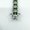 Sterling Silver Natural 16.50ct Emerald & Diamond Double Row Tennis Bracelet 925