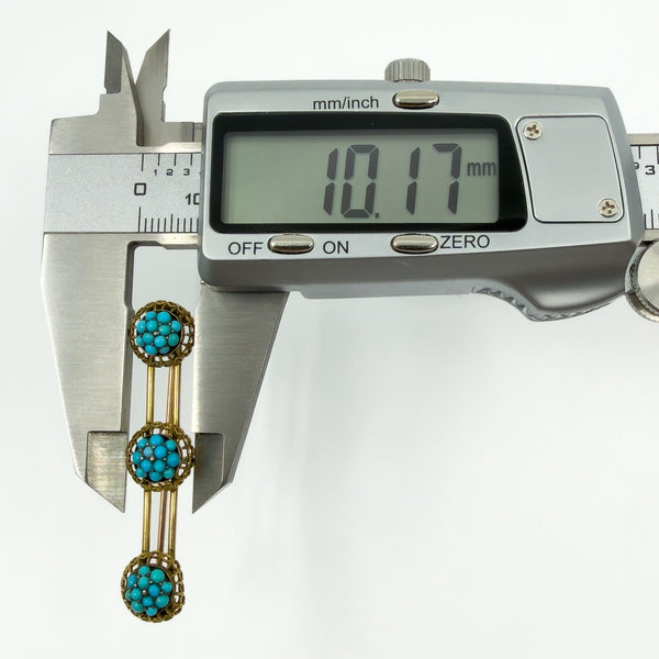 Antique Victorian 9ct Gold Pave Turquoise Bar Brooch / Pendant 375