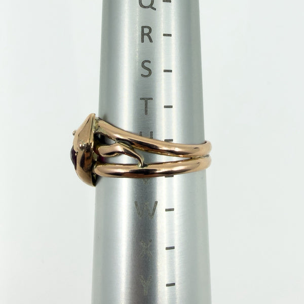 Antique 9ct Rose Gold Double Snake Diamond & Garnet Ring Size U (Chester 1909)