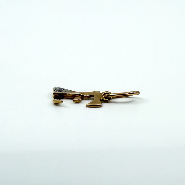 Tiny 14ct Gold Initial E CZ Pendant / Charm 585