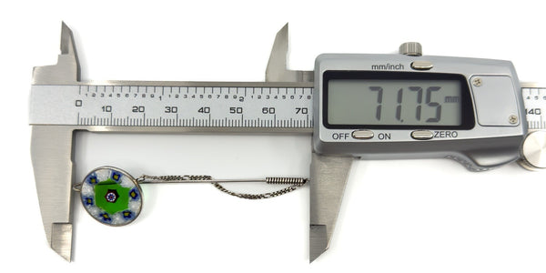 Vintage Sterling Silver Floral Murano Glass Millefiori Brooch / Stick Pin 925