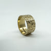 Vintage 9ct Gold Wide Chevron Engraved Full Band Ring 375 Size L (London 1972)