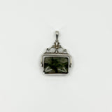 Large Vintage Green Moss Agate & Black Onyx Fob 925 by David Scott Walker