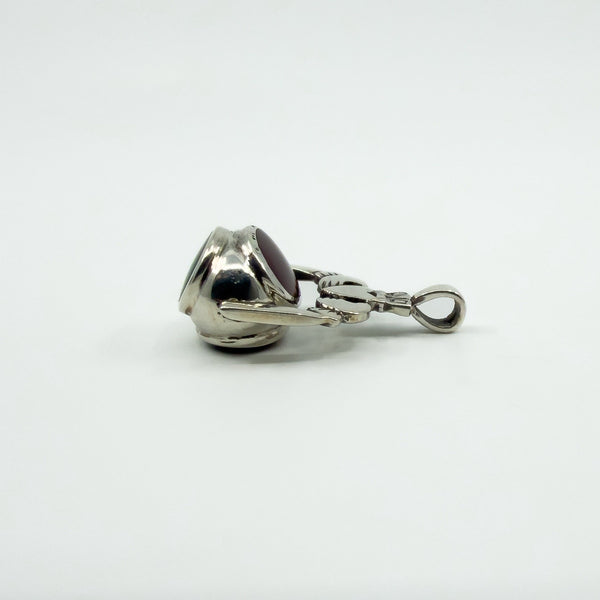 Sterling Silver Vintage Claddagh Spinning 3x Sided Fob / Pendant 925