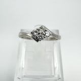 9ct White Gold 0.20ct 4x Stone Diamond Ring Size N - O Freshly Rhodium Plated