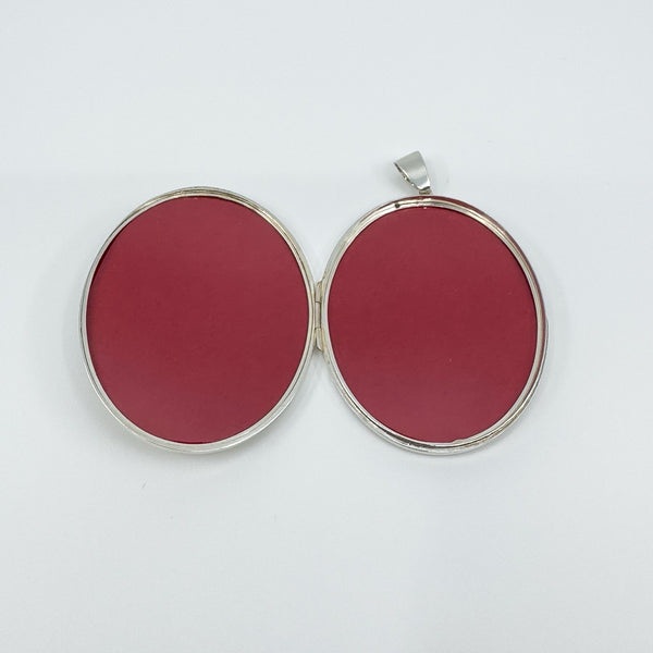 Rare Huge Oversized Chunky Vintage Sterling Silver Oval Photo Locket Pendant 69g