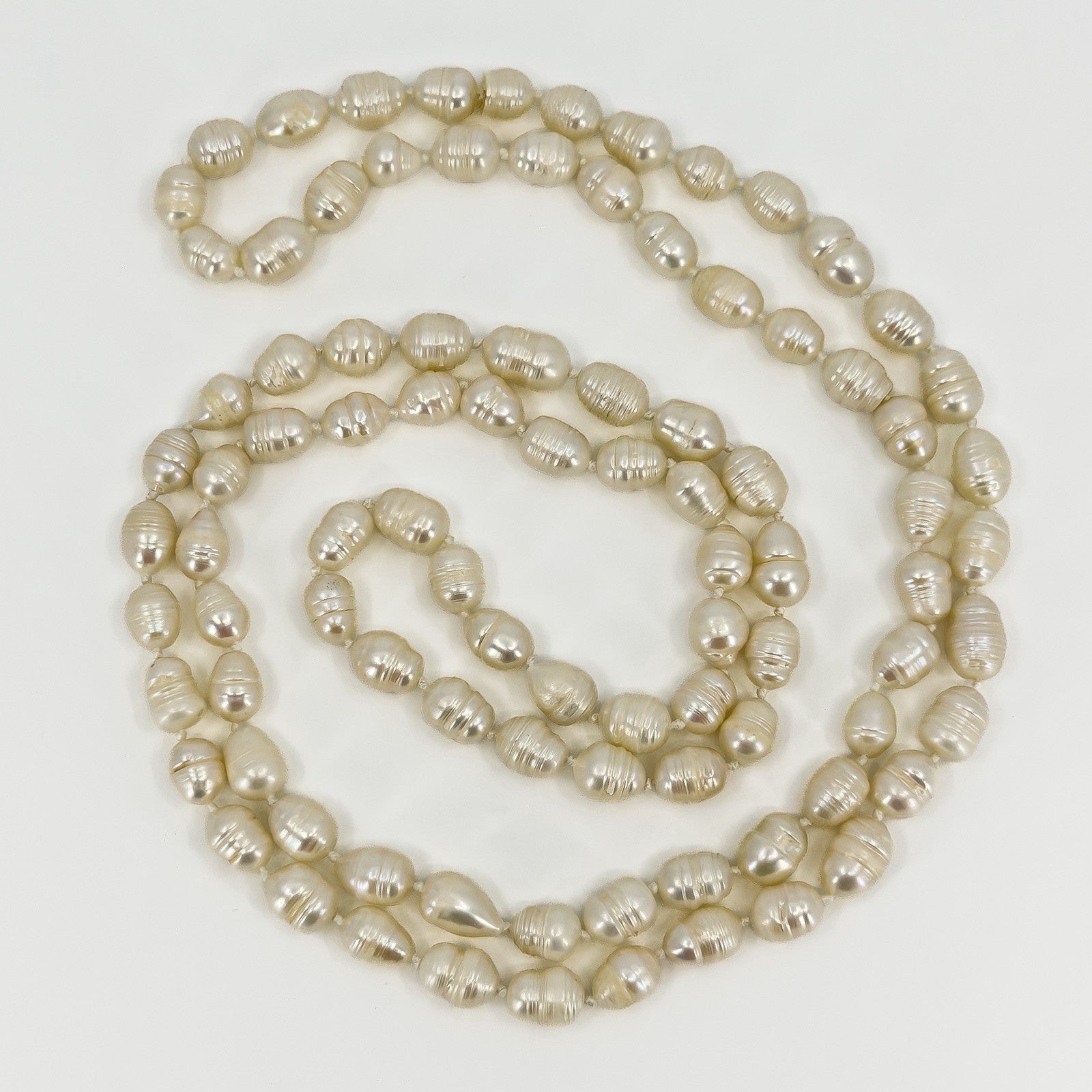 Extra Long Chunky Freshwater White Pearl 42" Necklace