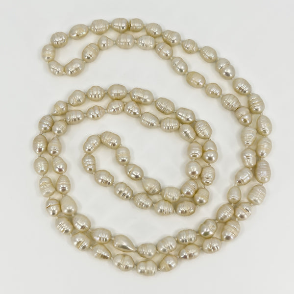 Extra Long Chunky Freshwater White Pearl 42" Necklace