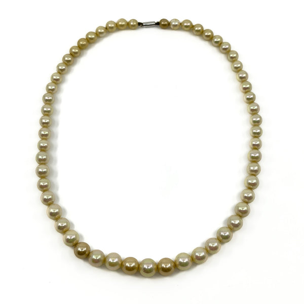 Vintage 9ct White Gold Graduated Cultured Pearl 16” Necklace 375 by CIRO