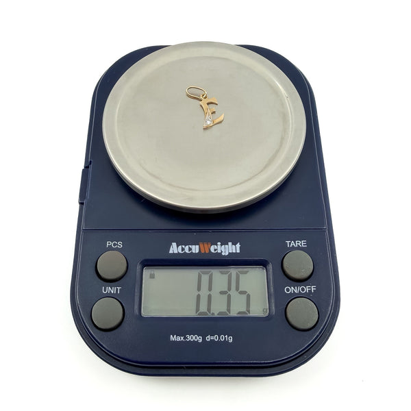 Tiny 14ct Gold Initial E CZ Pendant / Charm 585