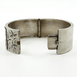 Wide Antique 1883 Victorian Sterling Silver Engraved Floral Bangle 925