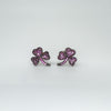 New Oxidised Sterling Silver Ruby Floral Leaf Stud Earrings