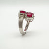 New 4ct Ruby Toi Et Moi Ring in Sterling Silver Size N