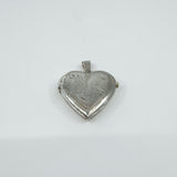 Large Vintage Sterling Silver Foliate Engraved Heart Photo Locket / Pendant 925