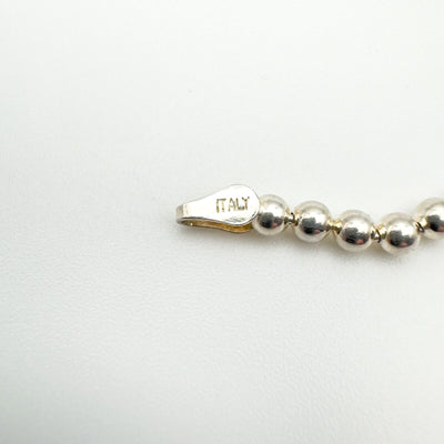 17.5” Beaded Ball Chain / Necklace in Sterling Silver 925 10g