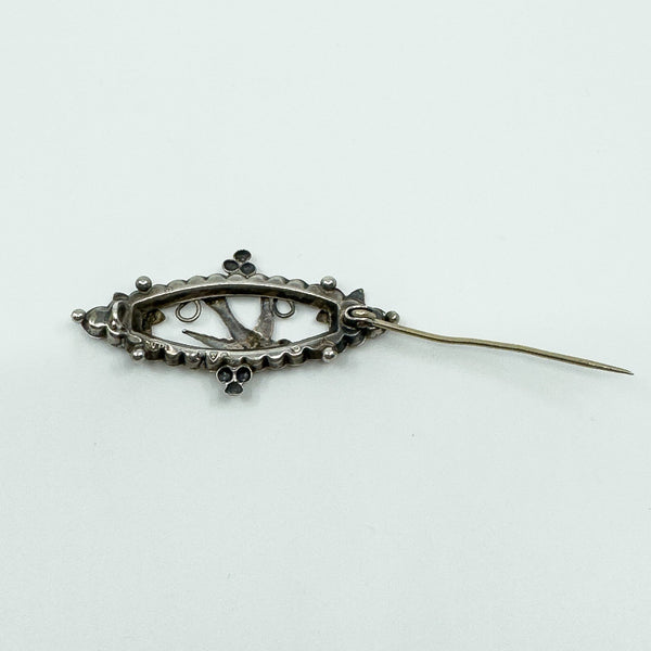 Antique Victorian Sterling Silver & Rose Gold Swallow & Ivy Brooch 925 (Chester)