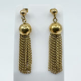 Vintage 9ct Gold Tassle Drop Earrings 375 (London 1977) Art Deco Style 