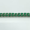 Sterling Silver Natural 16.50ct Emerald & Diamond Double Row Tennis Bracelet 925