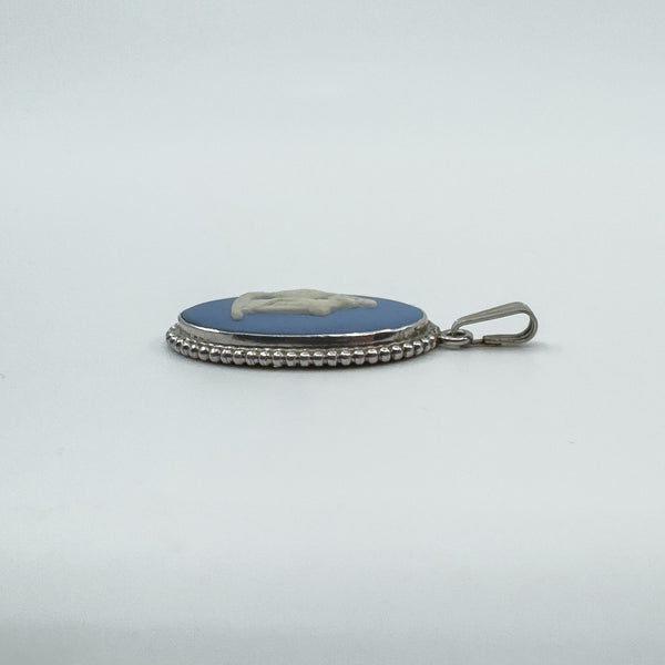 Vintage Sterling Silver Wedgewood Blue Jasper Ware Cameo Pendant 925 (1974)
