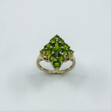 9ct Yellow Gold Green Tourmaline Cluster Ring 375 Size K