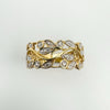 Vermeil Diamond Floral Band Leaf Ring in Sterling Silver 925 Size R - S Eternity