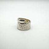 Modernist Snake Ring / Half Hammered Crossover Band in Sterling Silver Size L