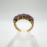 Vintage 9ct Gold 0.50ct Amethyst Half Hoop Band Ring Size L - M 3.7g 1972