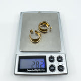 Vintage 9ct Gold Chunky Matt / Brushed Diamond Cut Hoop Earrings 375 (Birm 1977)