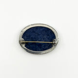 Large Vintage Sterling Silver Blue Agate Brooch 925 (Birm 1989)