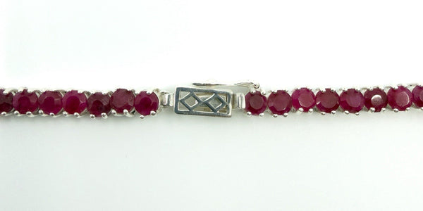 18.4" Sterling Silver 27ct Natural Ruby Tennis Necklace 925
