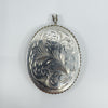XL Vintage Sterling Silver Foliate Engraved Oval Photo Locket / Pendant 925