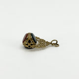 Vintage 9ct Gold Spinning Bloodstone Black Onyx & Carnelian Fob Pendant 375