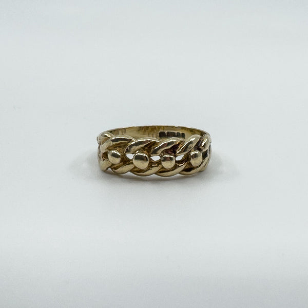 Vintage 9ct Gold Single Row Keeper Ring 375 Size L (London 1979)