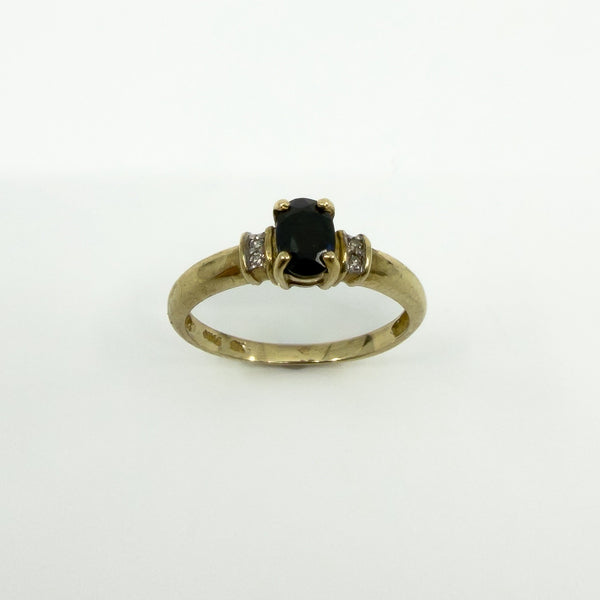 9ct Gold 0.30ct Sapphire & Diamond Ring 375 Size M