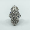 Antique / Art Deco Platinum Diamond & Sapphire Trilogy Navette Ring Size M