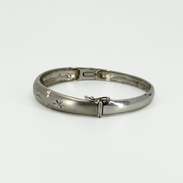 Sterling Silver Celestial Diamond Star Studded Bangle 925