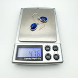 Chunky Lapis Lazuli Oval Drop Earrings on Shepherd Hooks in Sterling Silver 925