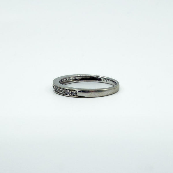 9ct White Gold 0.11ct Diamond Skinny Band / Ring 375 Size M Wedding Eternity