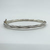 Vintage Sterling Silver Oval Twisted Bangle / Bracelet 925