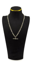 Vintage Sterling Silver 18” Figaro Chain Dog Clip & T-Bar Pendant 925
