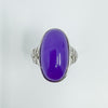 Large Sterling Silver 10ct Purple Chalcedony & Diamond Ring 925 Size N 