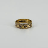 Vintage 9ct Gold Celestial Starry Engraved Full Band Ring 375 Size O (1977)