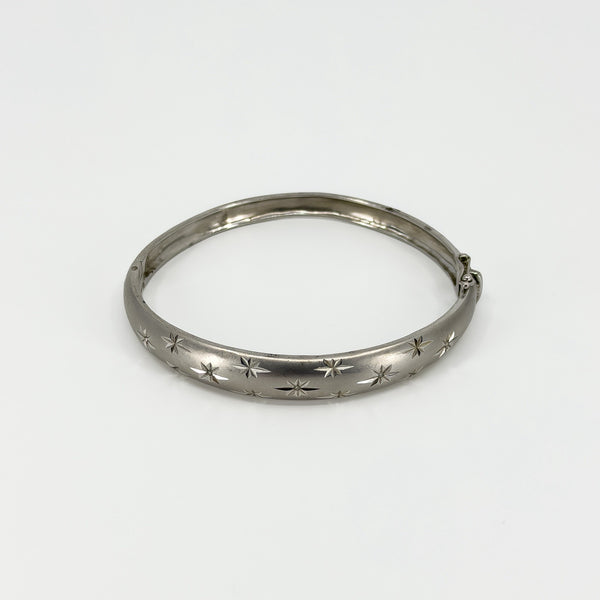 Sterling Silver Celestial Diamond Star Studded Bangle 925