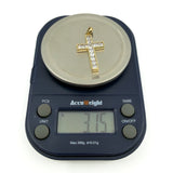 Chunky 9ct Gold CZ Christian Cross Pendant 375